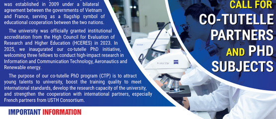 Call for co-tutelle partners and phd subjects 2026