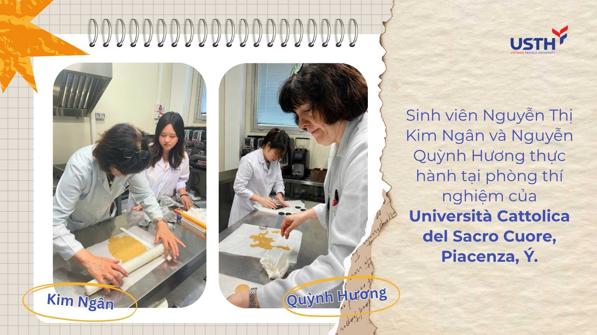 Nguyen Thi Kim Ngan and Nguyen Quynh Huong conducting experiments at the laboratories of Università Cattolica del Sacro Cuore, Piacenza, Italy.