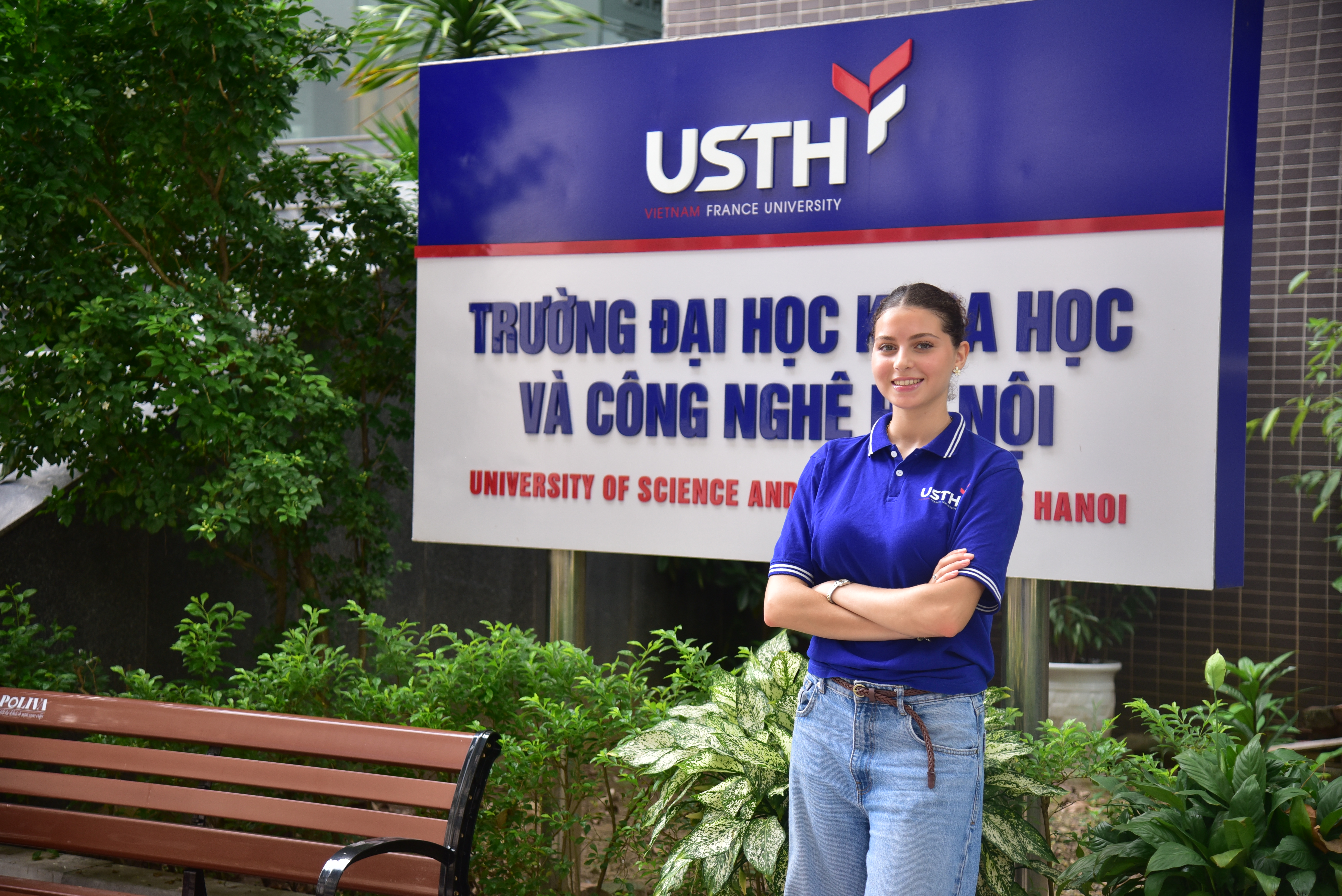 Jannah, a third-year French student majoring in Food Science and Technology, during her internship at USTH.