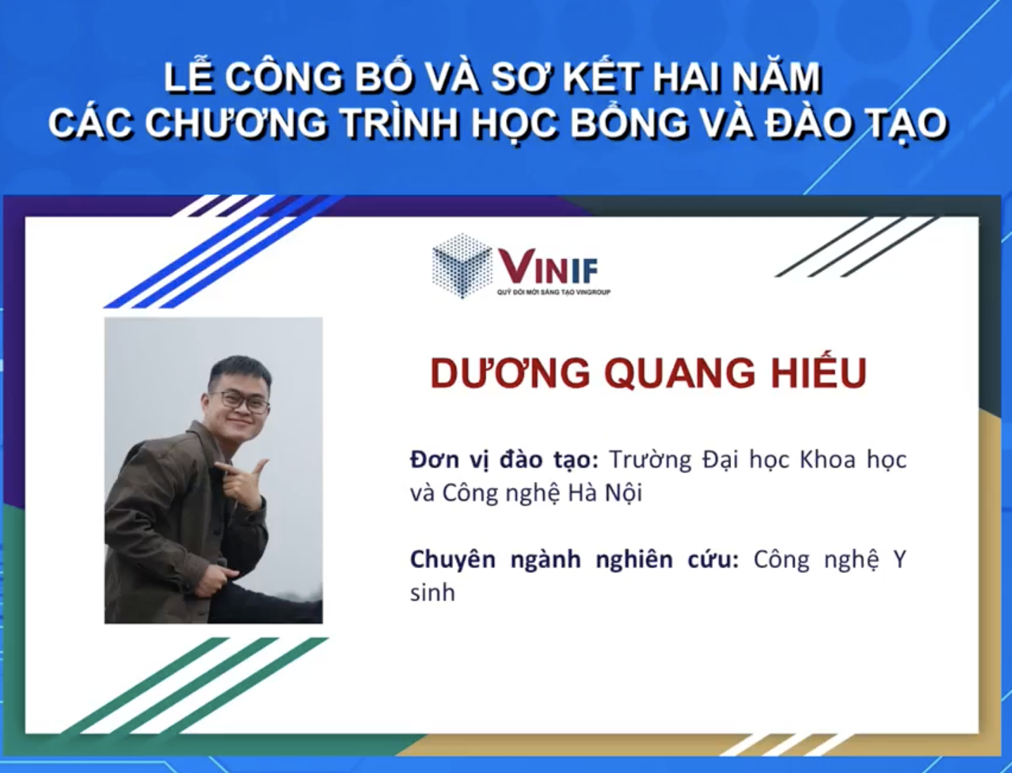 Dương Quang Hiếu - Sinh viên Khoa Khoa học Sự sống, nhận học bổng thạc sĩ trong nước năm 2021