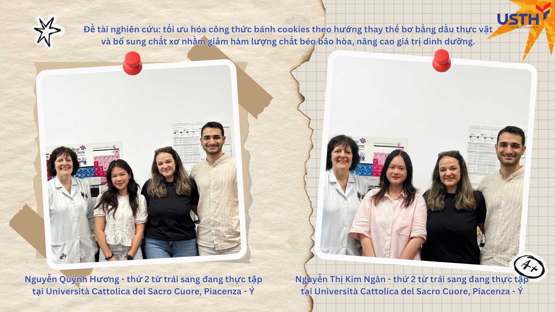 Sinh viên Nguyễn Quỳnh Hương & Nguyễn Thị Kim Ngân -thực tập tại Università Cattolica del Sacro Cuore, Ý