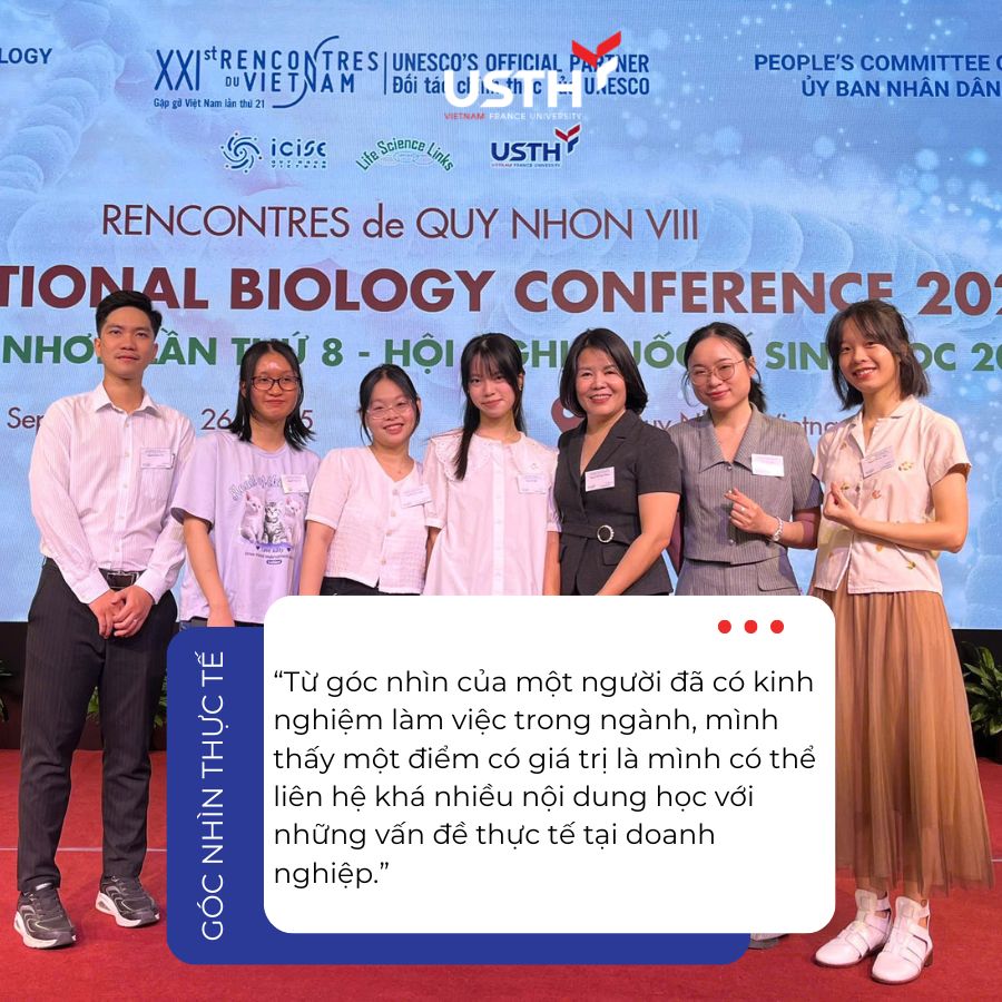 Nguyễn Phương Thảo (đầu tiên từ trái sang) - Cựu sinh viên khóa 7 ngành Khoa học và Công nghệ Thực phẩm