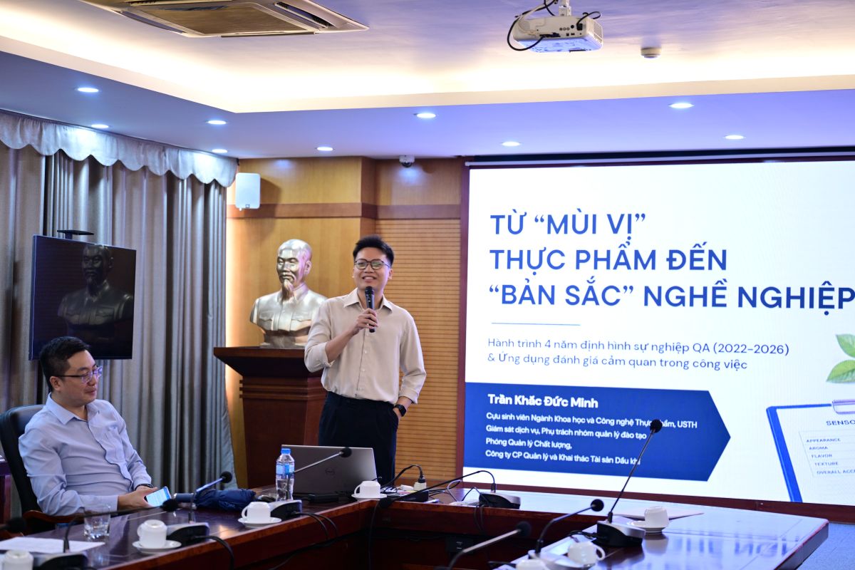 Diễn giả Trần Khắc Đức Minh chia sẻ về từ “mùi vị” thực phẩm đến “bản sắc” nghề nghiệp